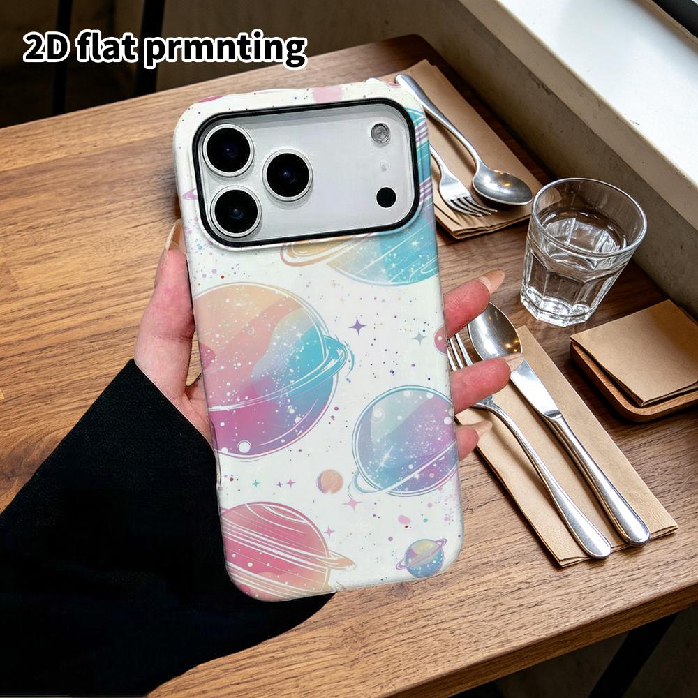 Phone Case: 2D Flat Design Suitable for iPhone 18, 17, 16, 15, 14, 13 Pro Film Protective Case, Couple Style, Pastel Planet, Christmas and Halloween G