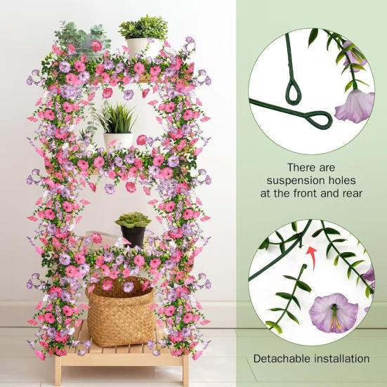67" Künstliche Blumen Ranken Girlande Falsche Prunkwinde Hängende Ranken Kunstseide Frühlings Blumen Girlande für Kaminsims Wand Zaun Hochzeit Bankett Dekor
