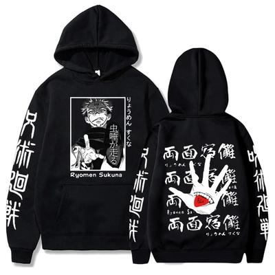 Anime Jujutsu Kaisen Satoru Gojo Cool Graphic Print Hooded  Autumn Winter Fleece Oversized Hoodies Classic Sweatshirt