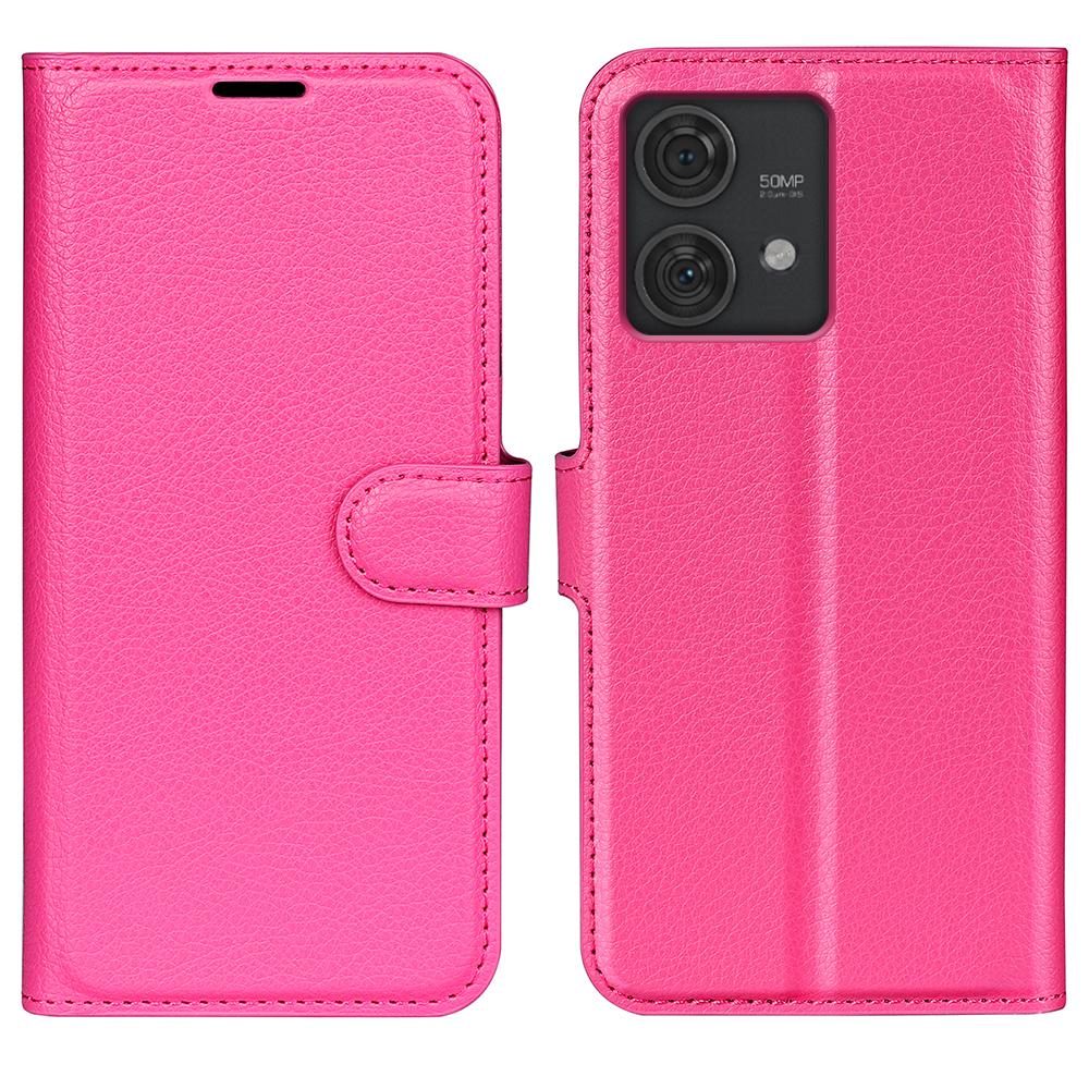 

For Motorola Edge 40 Neo 5G Cell Phone Case Litchi Texture Flip Stand Leather Wallet Cover Rose