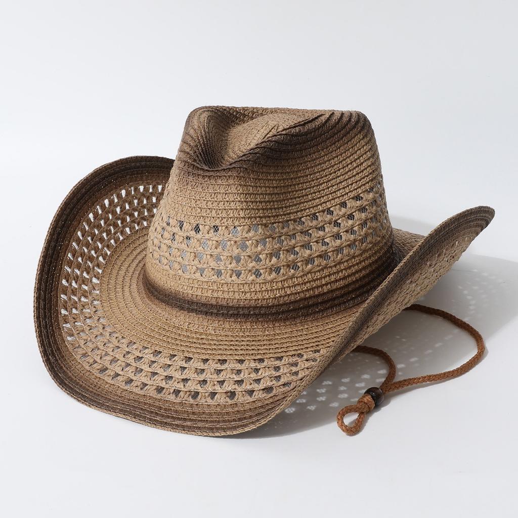 Hot Hollow Out Western Cowboy Summer Outdoor Sun Breathable Straw European and American Top Hat