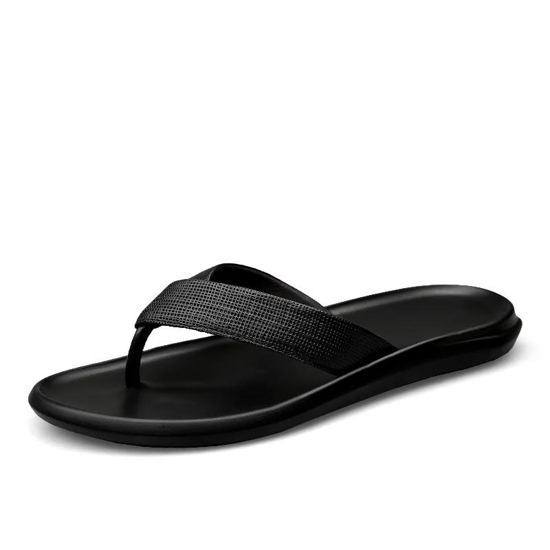 Fashion New Brand Genuine Leather Men Flip Flops Outdoor High Quality Beach Sandals Classic Summer Shoes Casual Fashion Luxury Slippers
