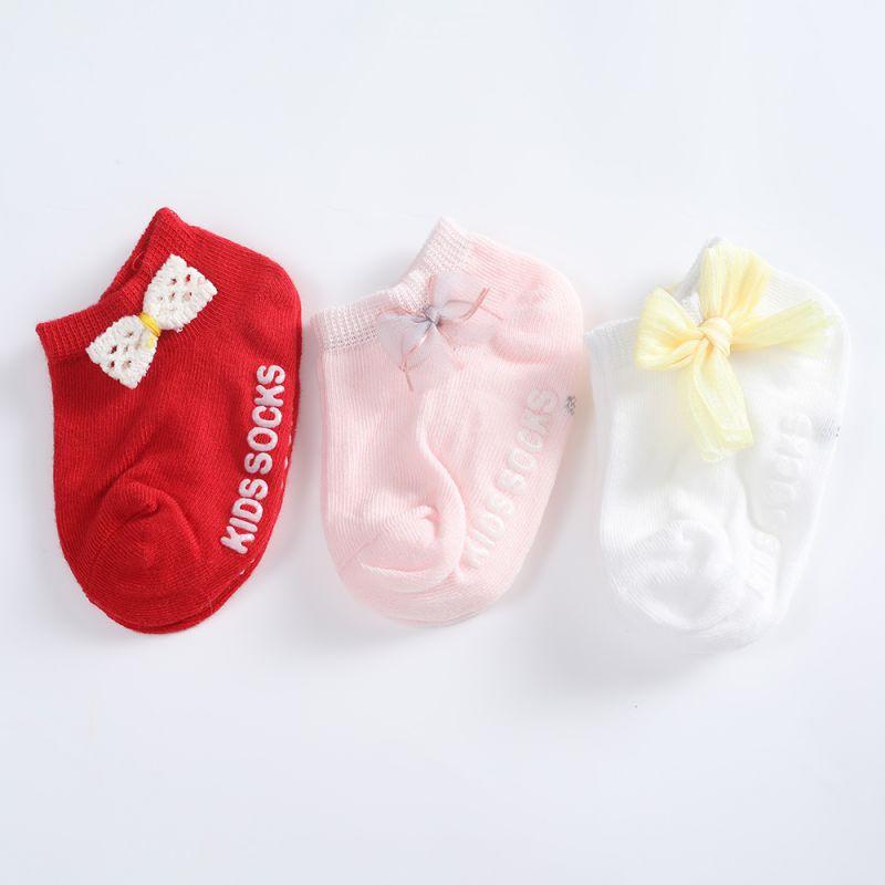 3 Pairs/lot Spring Baby Solid Color Cotton Socks Infant Floor Socks Children Girls Soft Anti-slip Boat Socks  0-5 Years
