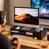 Schreibtisch-Monitorständer 2-stufiger Schreibtischhalter 4,3 Zoll Höhe Computererhöhung mit Aufbewahrungs-Organizer für Zuhause Laptop PC TV Arbeitstisch