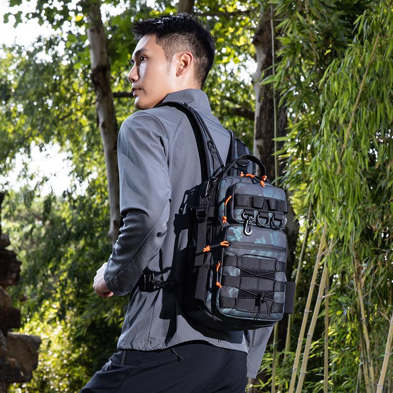 

Camouflage Multi-functional Double Shoulder Lure Bag - Outdoor Travel Sports Backpack with Personality Color Blocking and Large Capacity. Green