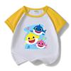 Kids' Baby Shark Summer Set 2024: Pure Cotton Cartoon T-Shirt & Shorts, Two-Piece Set