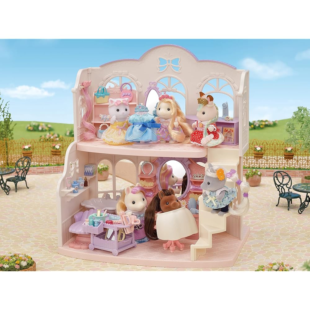 Sylvanian Families Pony Friends Set Hair Salon Toy Dollhouse for Ages 3 and Up EPOCH
