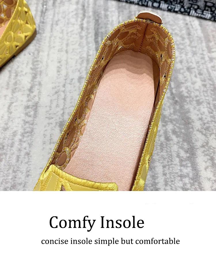 Cheap Summer Cutout White Leather Shoes Women's Breathable Hollow Ballet Flats Female Chic Flower Loafers Easy Shoes Big Size 42