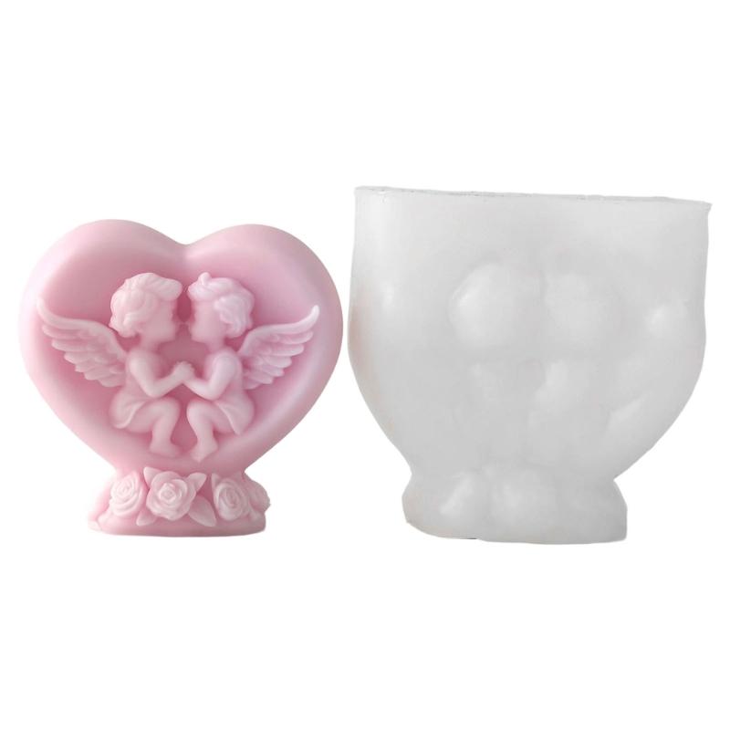 Креативная гибкая силиконовая форма для свечей Ангел Сердце Дизайн для выпечки Шоколада Ручной работы Термостойкая Многоразовая