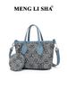 Trendy Women's Washed Denim Shoulder Crossbody Tote Bag