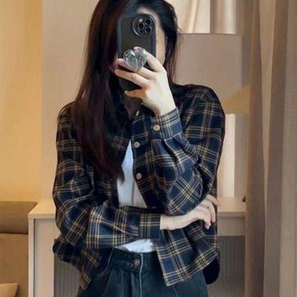 

Women s Fleece-Lined Plaid Shirt Jacket - Fashionable, Slimming & Versatile, Autumn/Winter 2025. S