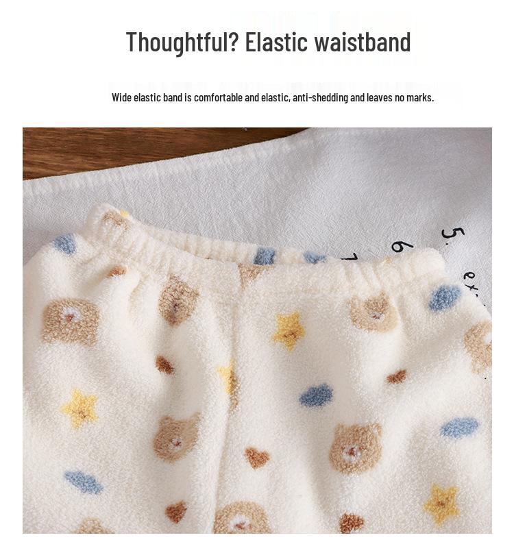 Autumn/Winter Plush Thickened Korean Style Kids Homewear Set - Warm Boys & Girls Clothing