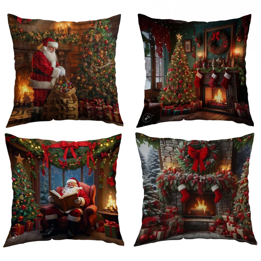 Neue Weihnachts-Kissenbezüge Wohnzimmer Bedruckte Dekokissenbezüge Nordische Weihnachts-Kissenbezüge