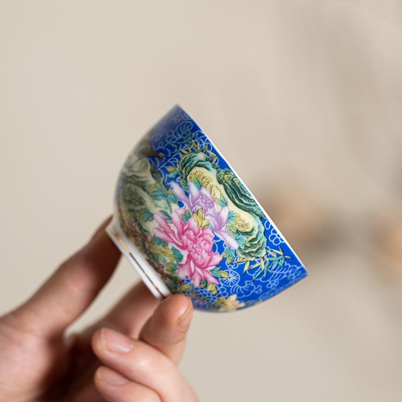 Enamel Color Master Cup Ceramic Household Tea Cup Personal Tasting Cup6A Gift Box Set for Practical Gift Giving