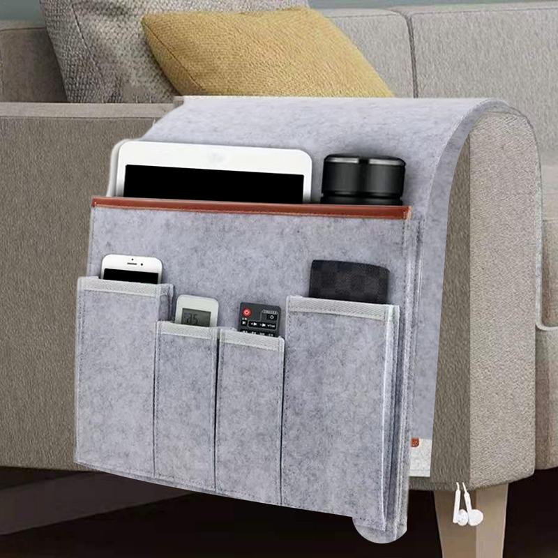 Household Armchair Caddy Felt Couch Recliner Armrest Organizer For Tablet Cell Phone Remote Control Hanging Storage Bag