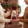 Christmas Party Table Decorations Wine Gift Bag, Reusable Burlap Bottle Cover with Drawstring, Plaid Bags Xmas Tree Gnome Truck Print Sleeves