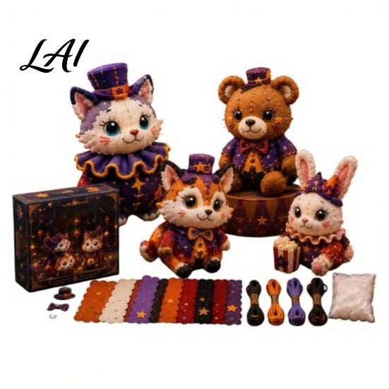 Patchwork Tier-Set Halloween Freunde Set DIY Nähen Machen 4 Zubehörteile Enthalten Entzückende Charaktere Basteln für Anfänger Handgemachtes Geschenk Feiertag