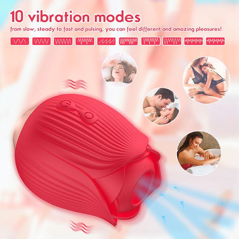 Rose Klitoris-Sauger-Vibratoren für Frauen, 10 Frequenzen, leistungsstarker Klitoris-Stimulator, Vakuum-Saugen