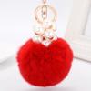 Car Women handBag Key Chain Fashion Pearl Chain Crystal Bottle Bow Pompom Keychain Fluffy Puff Ball Keychains Jewelry