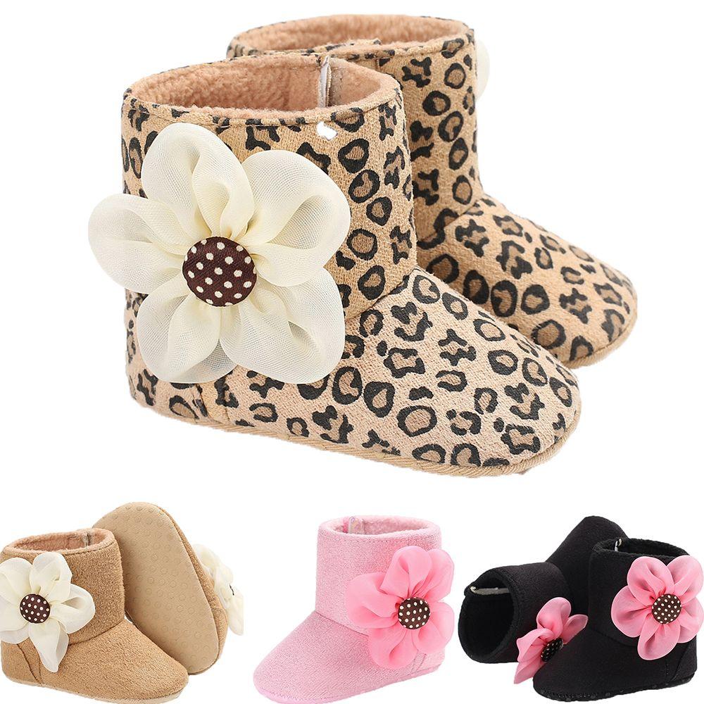 

Winter Warm Prewalker Winter Boots Fuzzy Soft Soled Baby Flower Shoes