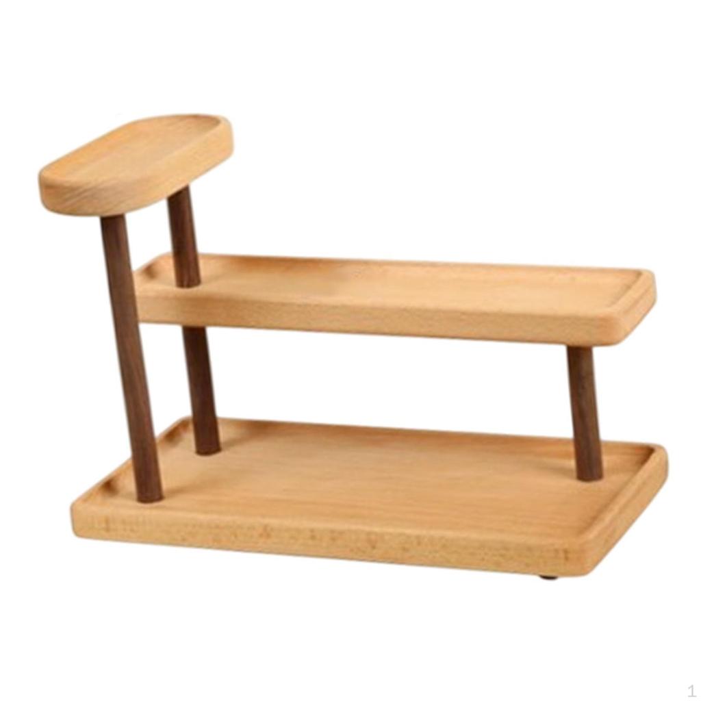 Desk Shelf Organizer 3 Tier Minimalist Small Potted Plant Stand Wooden Pedestal Display Rack
