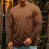 T-shirt da uomo a maniche lunghe con girocollo, top casual in cotone