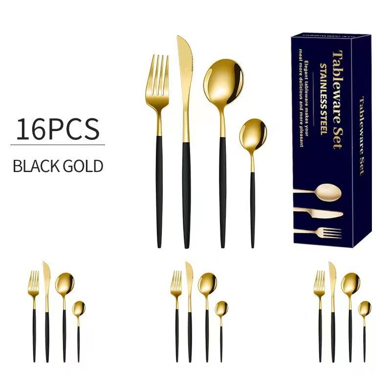 16Pcs Stainless Steel Cutlery Set Cutlery Set Mirror Polished Tableware Western Tableware, Suitable for Hotel Parties.