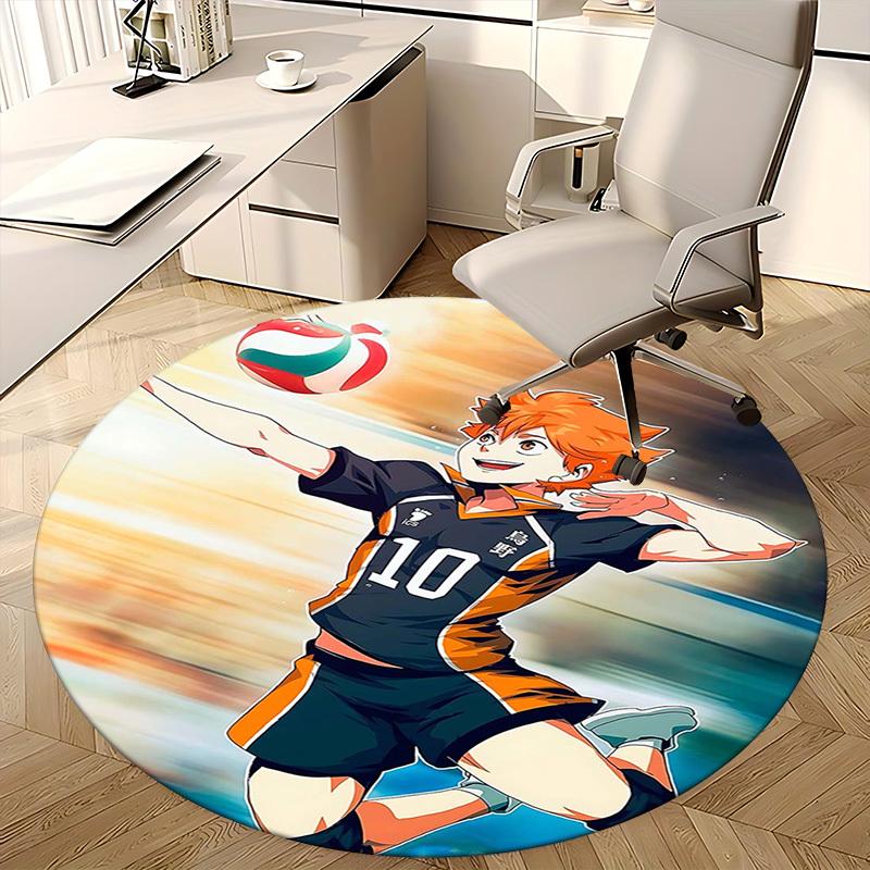 1pc Haikyuu Kageyama Tobio Volleyball Anime Design Round Carpet - Office Chair Mat