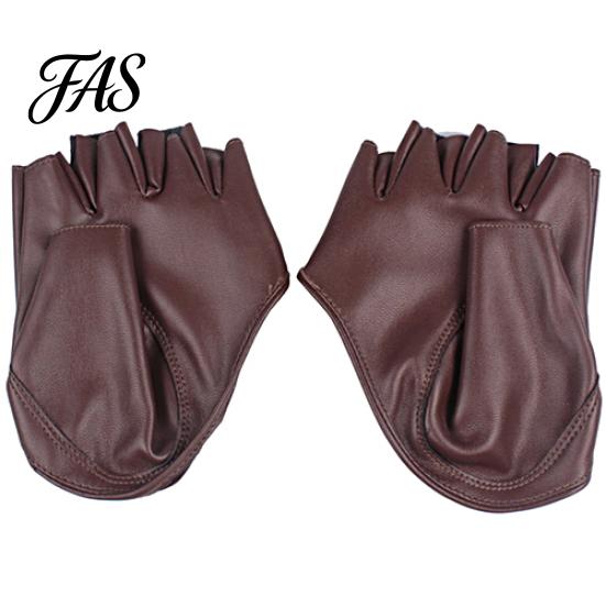 Lady Fashion Faux Leather Half Finger Gloves Driving Pole Dancing Show