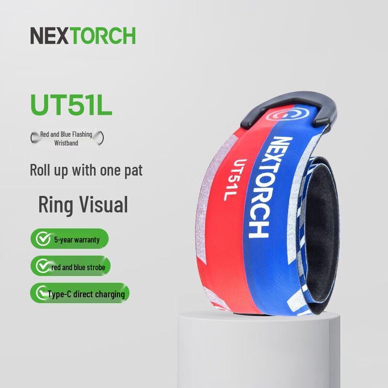 NEXTORCH UT51L Rechargeable Red Blue Flashing Safety Wristband