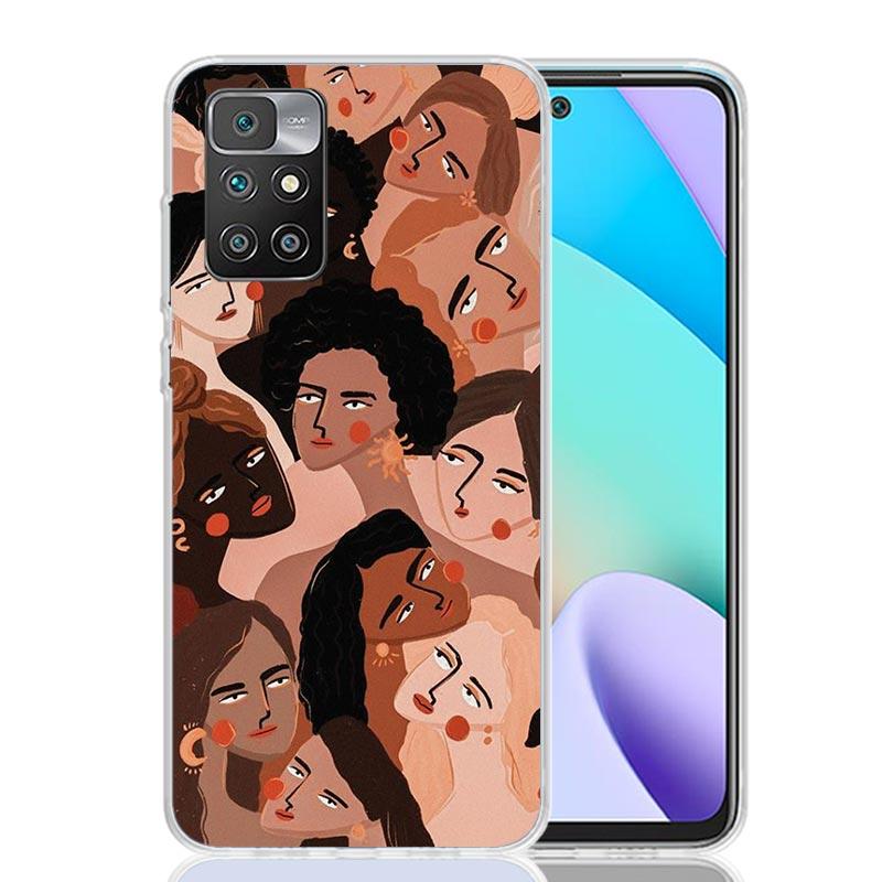 Abstract Line Women Face Case Phone Cover for Xiaomi Redmi 13 13C 14C 12 12C 10 10C 10A 9 9C 9A 9T 8 8A 7 7A 6 Pro 6A K70 K60 K4