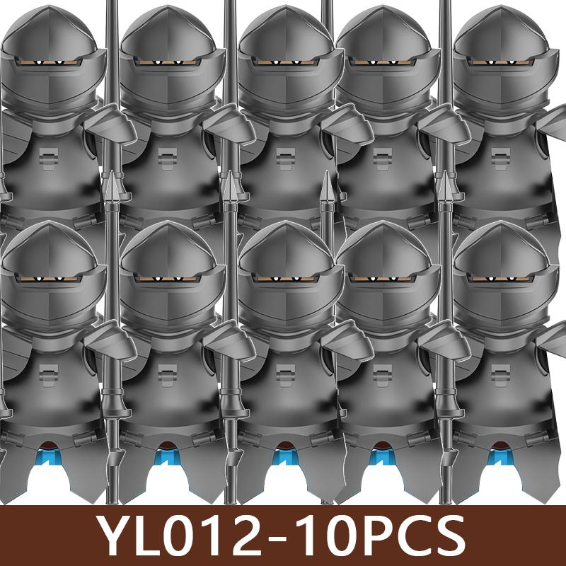 Medeltida Slottssoldat Figurer Byggklossar Militär Armé Riddare Romersk Krigare Infanteri Milis Orcher Tillbehör Klossar Leksaker