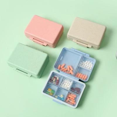 9 Grids Organizer Container for Tablets Travel Pill Box with Seal Ring Small Box for Tablets Wheat Straw Container for Medicines