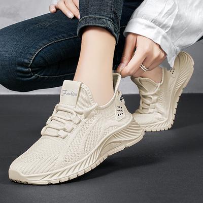 Shoes Women's Spring and Summer New Fashion Leisure Sports Single Shoe Wholesale Breathable Trend Mesh Flying Weaving Sports Women's Shoes