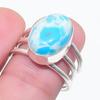 Natural Larimar Gemstone Handmade 925 Sterling Silver Jewelry Ring Size 7 g0S89