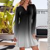 Women's Fashion Gradient V-neck Long Sleeve Dress