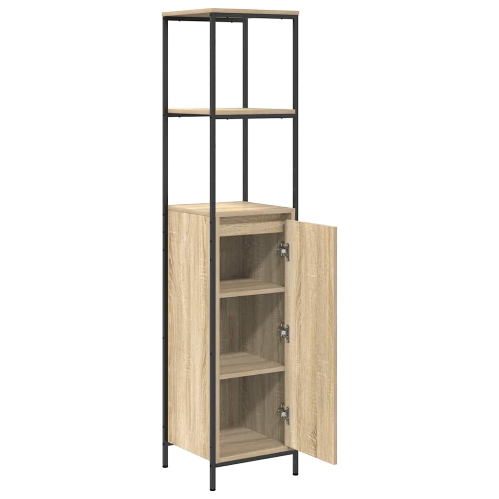 Bathroom Cabinet with Shelves Sonoma Oak Finish 36 X 35 X 165 Cm