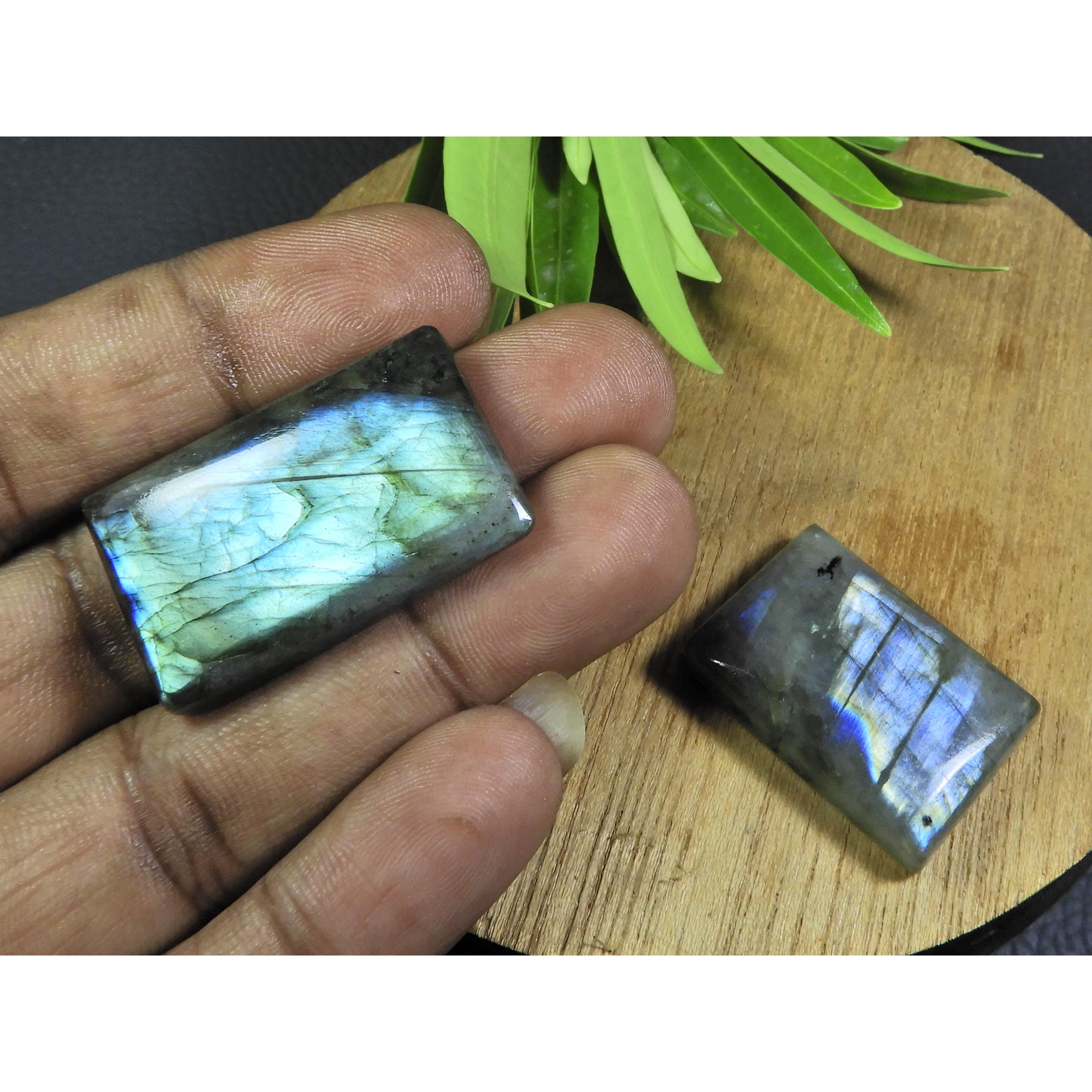 

20X30-21X35MM Natural Labradorite Octagon Cabochon 2Pcs Gemstone 117Cts B-39
