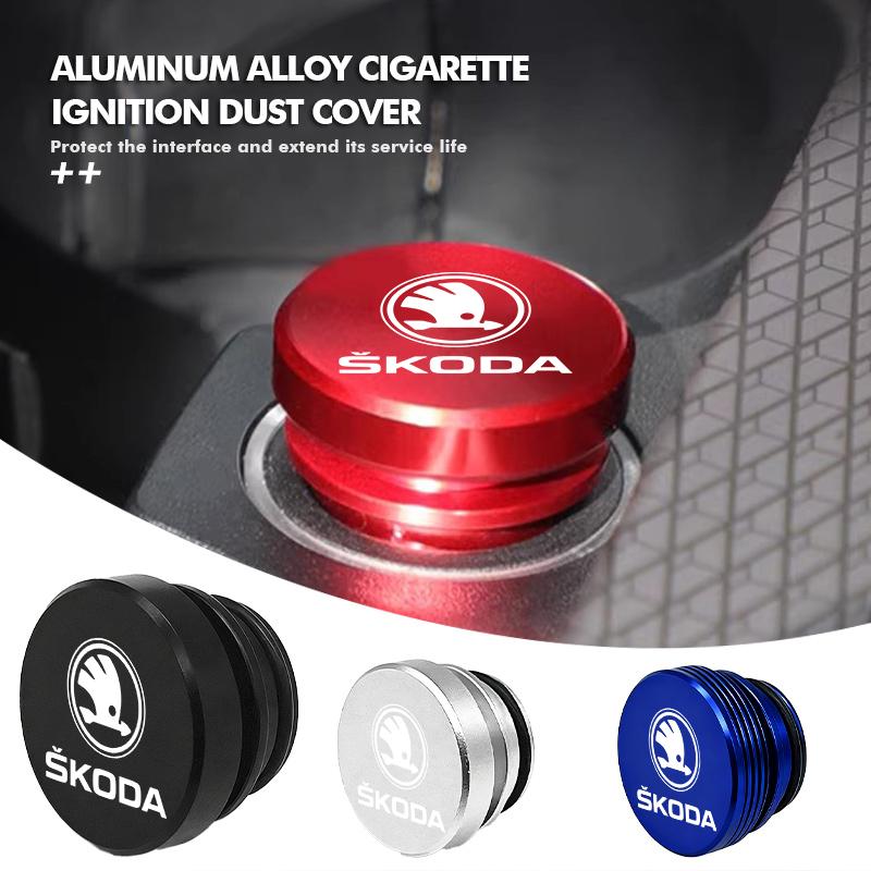 For Skoda Car Cigarette Lighter Dust Cover Dustproof Decoration Cap Interior Accessories Octavia A5 A7 RS Fabia Superb Rapid
