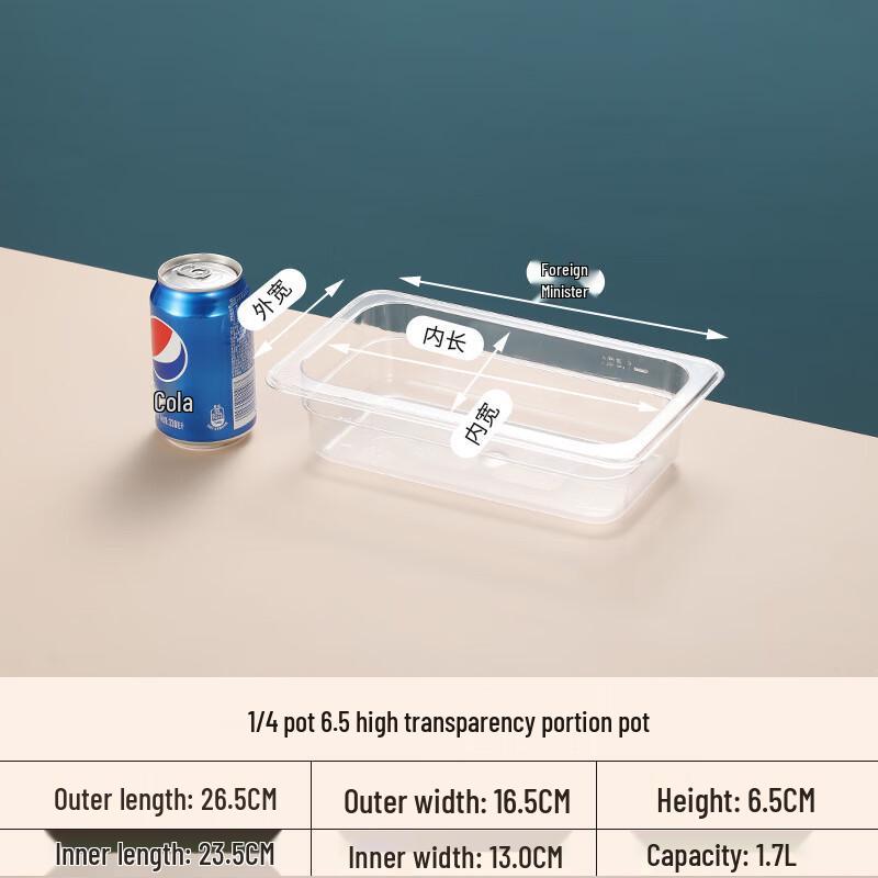 Acrylic Commercial Food Pan 1/4 Pan