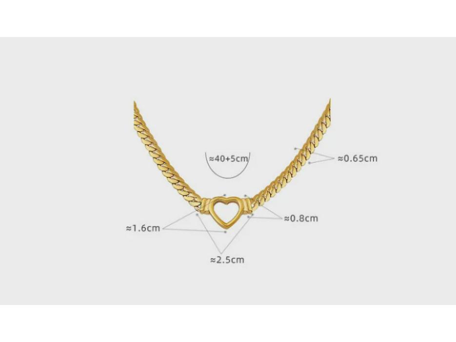 18K Vergoldete kubanische Kette mit Herzanhänger aus Titanstahl - Hip-Hop-inspirierter Schmuck