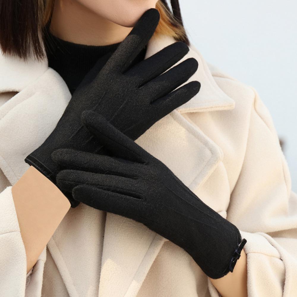 Soft Bow Anti-cold Mittens  Elasticity Finger Mittens Soft Thickened Gloves  Daily