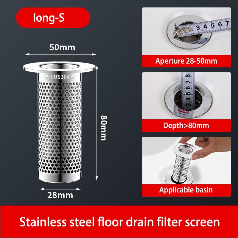304 Stainless Steel Floor Drain Net Basin Anti-odor Drainer Bathroom Wash Basin Anti-clogging Filter Universal
