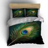 "Elegant Peacock Feather Set Décor"  Kid's and Adults' Bedroom Decor, Exquisite Three-piece Bedding Set Gift