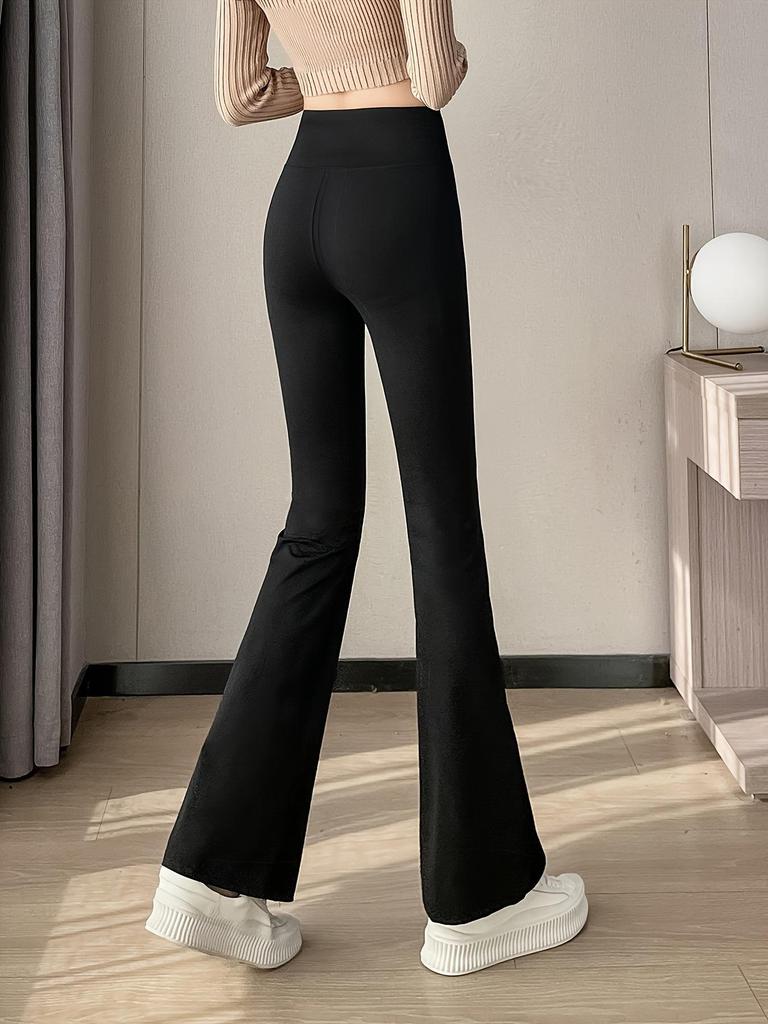 Women’s High-Waisted Slimming Flared Pants - Solid Color, Breathable, Korean Style