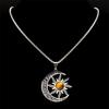 Witch Moon Sun Necklace for Women Men Stainless Steel Stone Occult Luna Crescent Wicca Chain Jewelry collares acero inoxidable