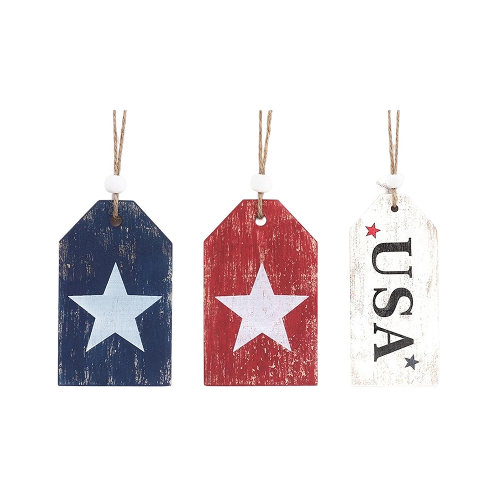 

2D Independence Day Decoration 3-piece Flag Retro Wooden Pendant Party Decoration Pendant синий