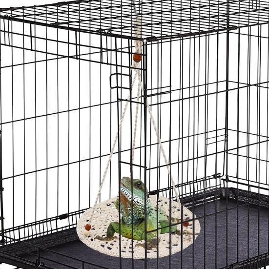 Reptile Hammock Hand Woven Strong Load-bearing Gecko Lizard Swing Toy Round Bearded Dragon Swing Hanging Bed