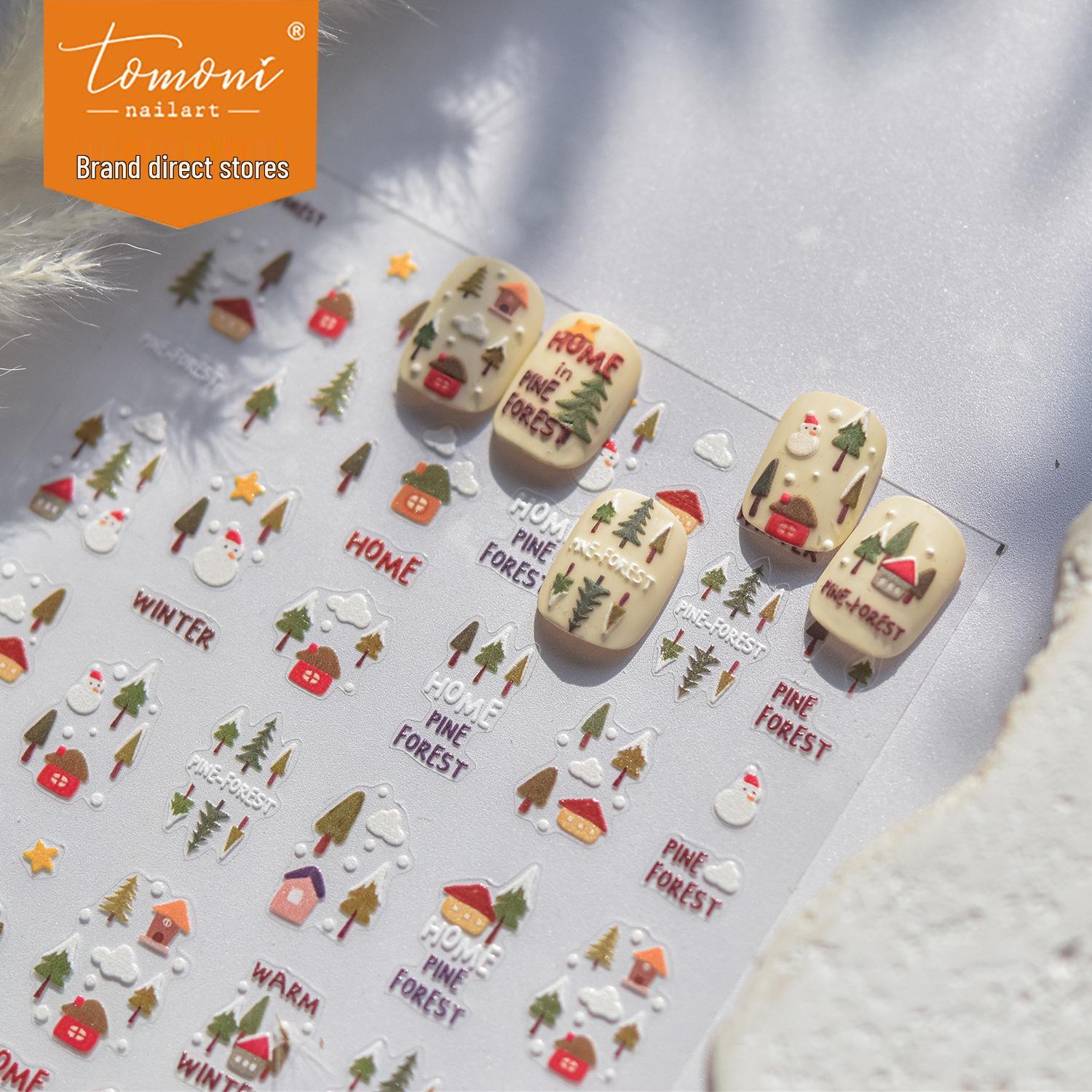 

Tomoni Japanese-Style Children s Nail Stickers - Pine Forest Cabin Design