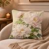 Peony Cushion Cover Anti-dustmite Pillowcase Invisible Zipper Silky Short Plush Sofa Cushion Cover
